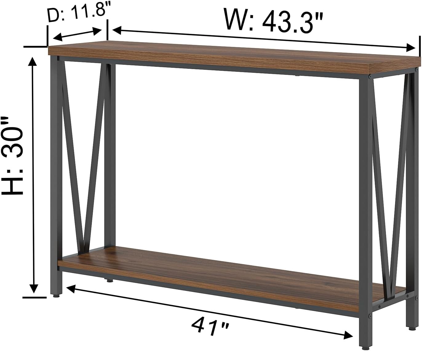 FOLUBAN Entryway Table, Narrow Console Table, Modern Sofa Table for Living Room, Hallway, Behind Couch (Rustic Walnut)