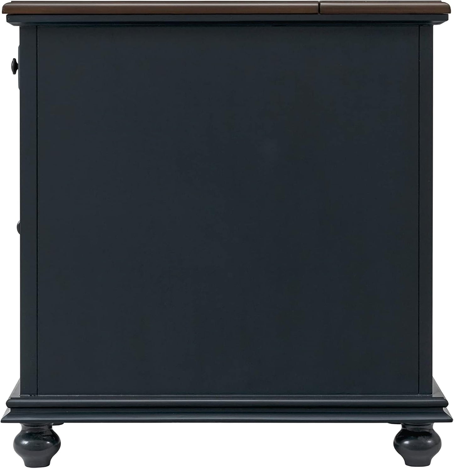 Martin Svensson Home Elegant Chairside End Table, 24 in x 16 in x 25 in, Blue with WalnutTop
