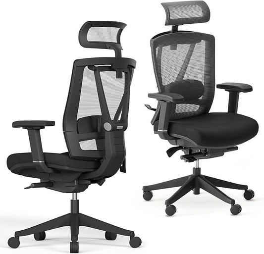 AUTONOMOUS ErgoChair Pro Ergonomic Office Chair Foam Black Adjustable Lumbar Support, Rolling Swivel - Home office Desk Chairs with Wheels and Arms - Ergonomic Desk Chair Comfy for Gaming & Long Hours