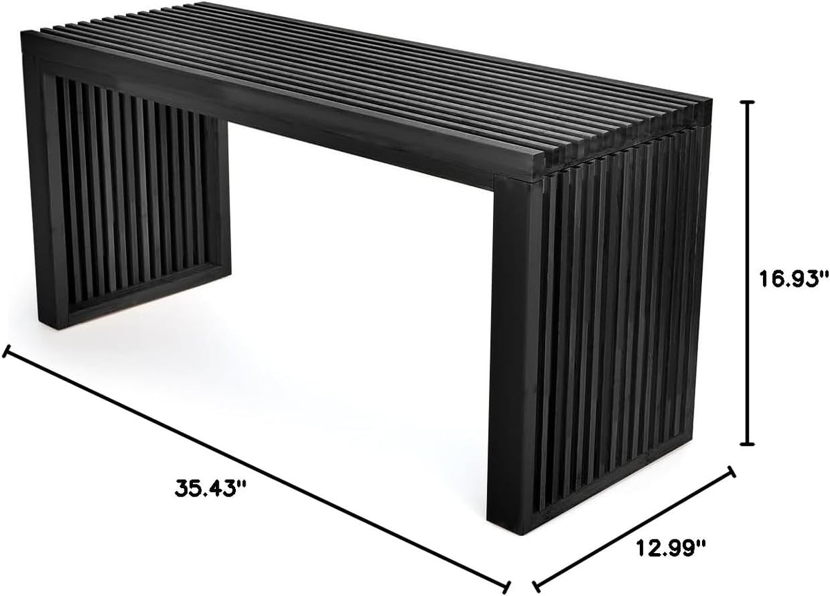 Bamboo Dining Bench, 35 inch Farmhouse Decor Indoor Kitchen Table Bench, Entryway Shoe Rack Bench, Outdoor Bench, Solid Bamboo Benches for Living Room, Hallway, Bedroom, Bathroom