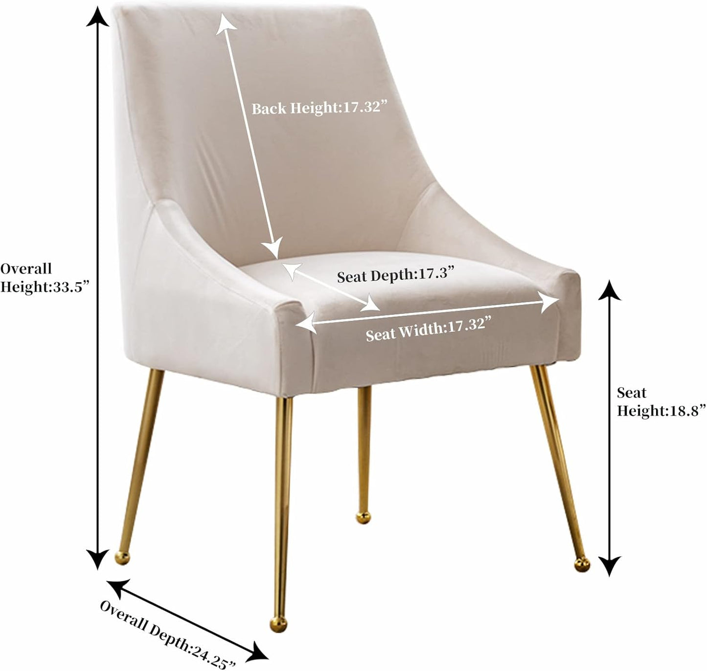 Modern Velvet Dining Chairs Set of 6, Contemporary Upholstered Furniture Collection with Polished Gold Metal Legs, Elegant Accent Chairs for Kitchen Living Room(White)