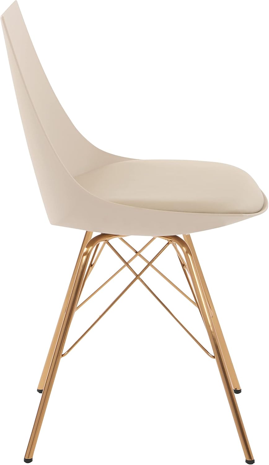 OSP Home Furnishings Oakley Mid-Century Modern Bucket Chair,Faux Leather, Cream