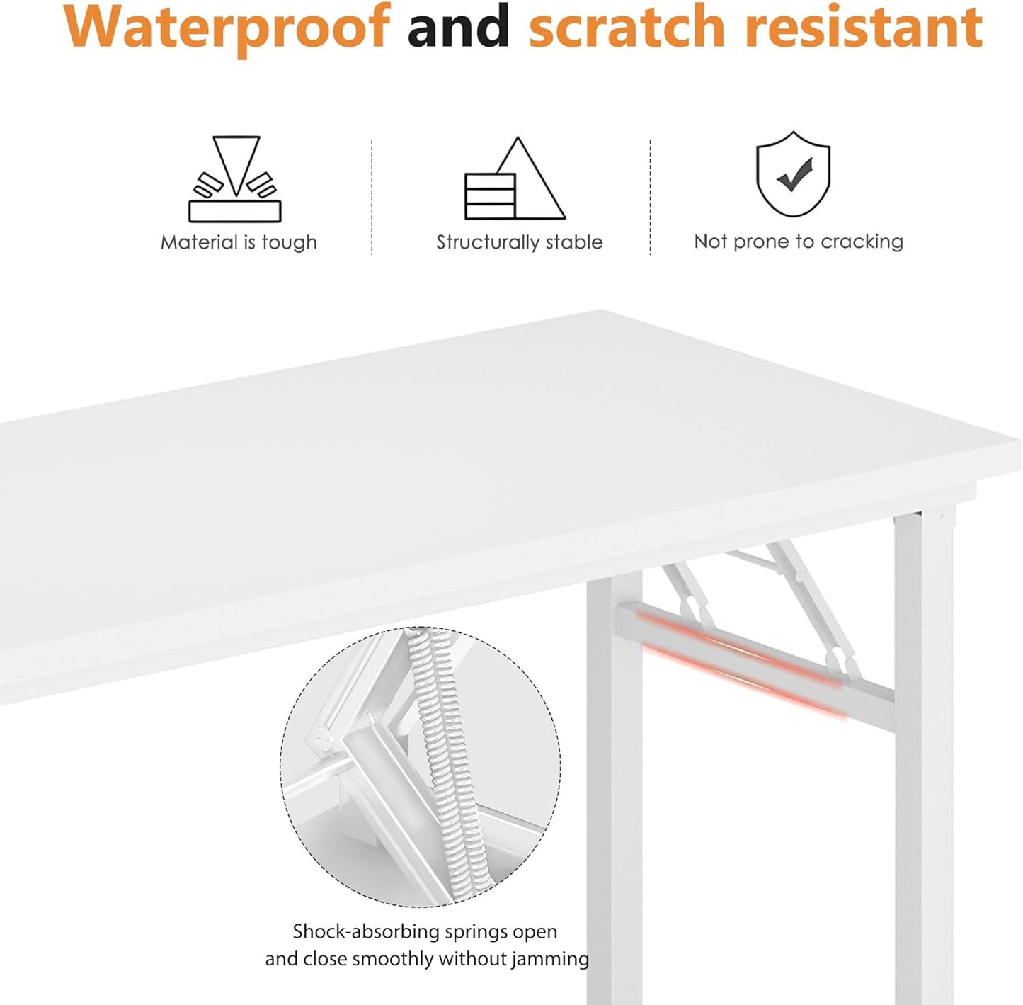 Folding Desk, 47 inch No Assembly Folding Desks for Small Spaces, Sturdy Foldable Computer Desk, Functional Home Office Desks, Study Writing Desk Office Table Workstation for Home Office Outdoor