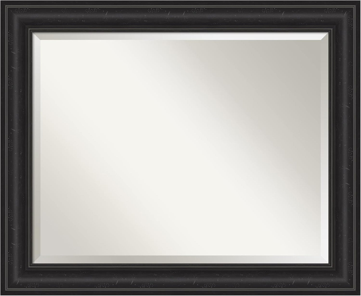 Amanti Art Black Bathroom Mirror for Over Sink, 28x34 Shipwreck Black Rectangle Vanity Mirror, Large Rustic Farmhouse Frame, Hangs Horizonally and Vertically, Bathroom Wall Decor, Beveled Edge