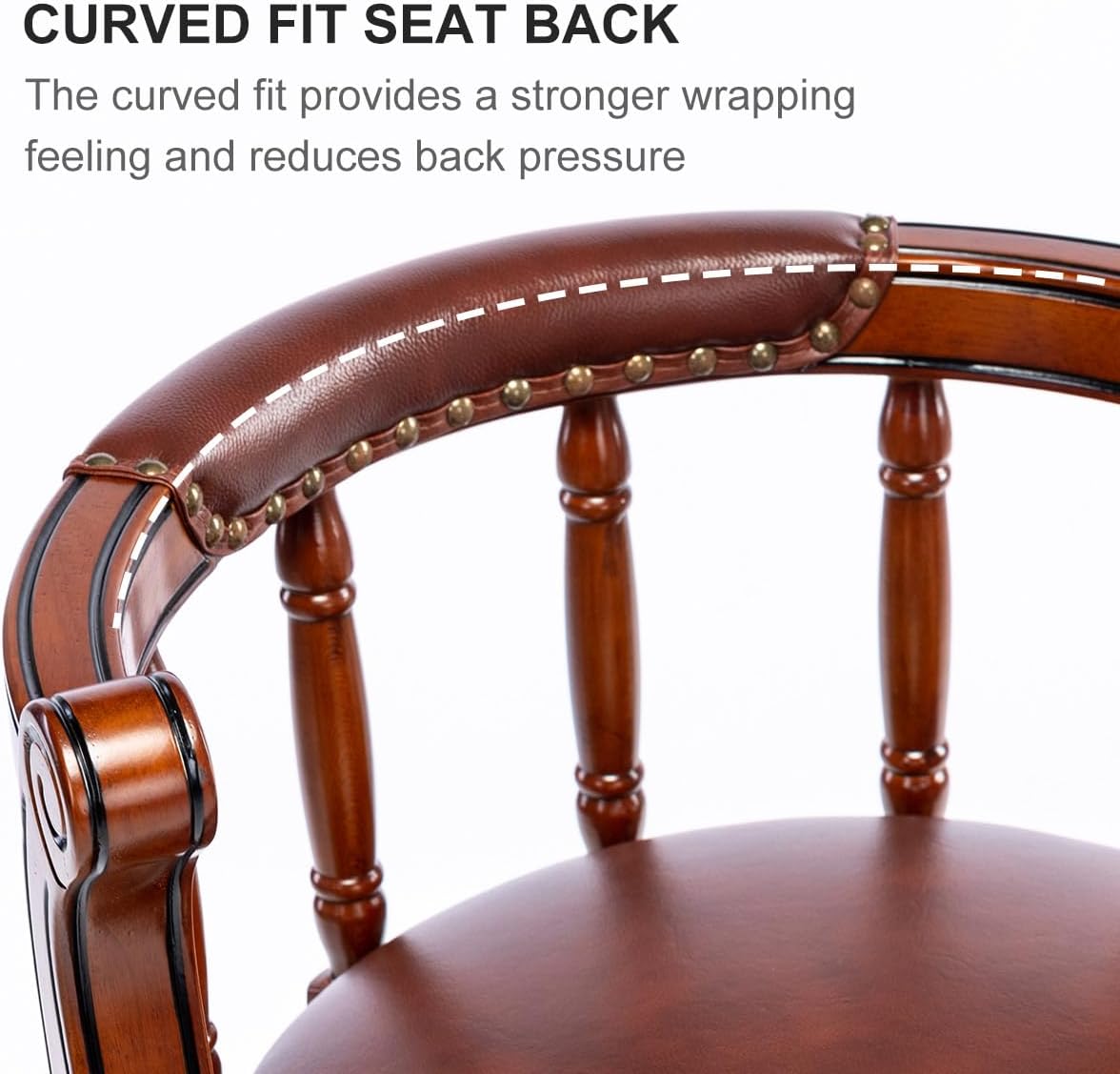 Cow top Leather Wooden Bar Stools, 360 Degree Swivel Bar Height Chair with Backs for Home Kitchen Counter, Morden Chair Barstools (Dark Blue 1pc, Bar Height-Seat Height 29.5”)