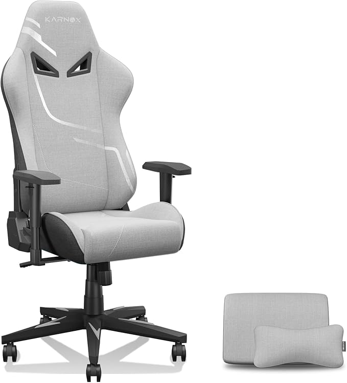 KORNOX Gaming Chair Fabric Ergonomic for Adults, Office Chair High Back,Desk Chair Racing,Task Chair Cloth Adjustable Swivel,Game Chair with Headrest and Lumbar Support for Teens,Silver Grey