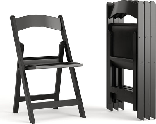 Flash Furniture Hercules Series Folding Chairs for Weddings and Formal Events, Stackable Commercial Event Seats with 1,000-lb. Static Weight Capacity, Set of 4, Black
