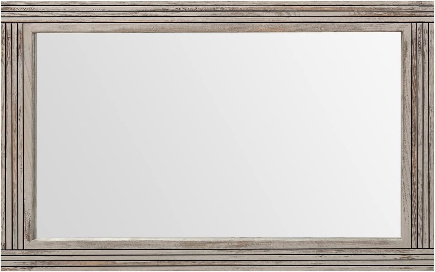 YOSHOOT Hand-Made Wooden Spliced Wall Mirror for Bathroom, Rustic Farmhouse Vanity Mirror, Décor Wall Art, Solid Wood Frame, Vertical or Horizontal Hanging, 60" x 36", Grey
