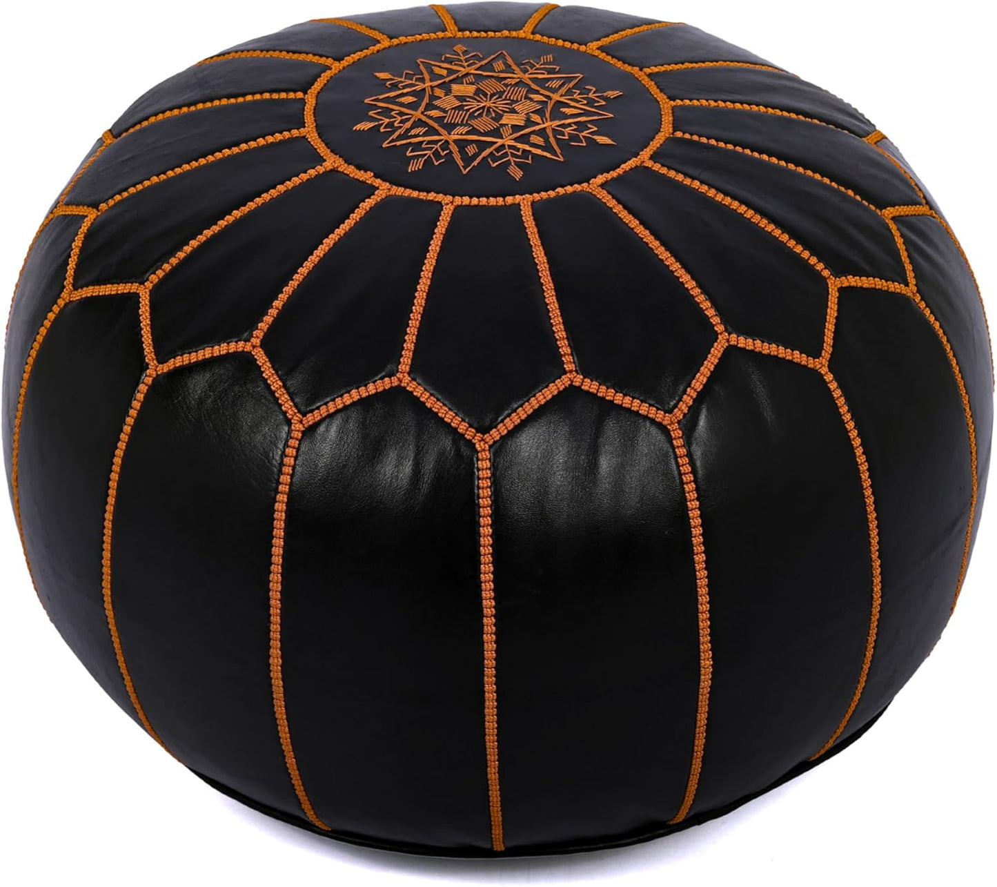 Marrakesh Gallery Genuine Leather Round Pouf Unstuffed - Moroccan Ottoman Footstool, Footrest Cover - Boho Decor - Bohemian Living Room, Bedroom, Kids Room, Gift & Wedding