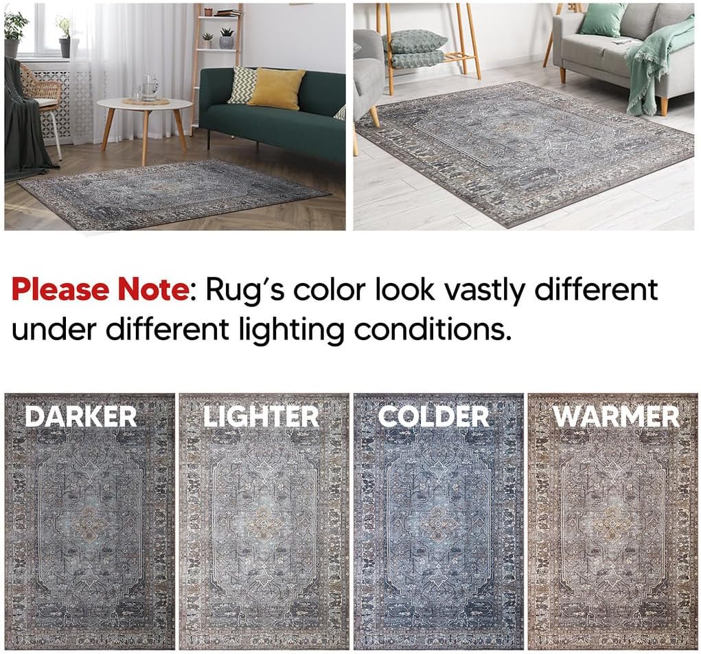 Keen Home Design 2x3 Rug - Machine Washable Entry Rug with Non-Slip Backing, Ideal for Enteryway, Kitchen, Bathroom, Laundry Room - Vintage, Easy Clean, Durable, Low Pile Rug - (2' x 3')
