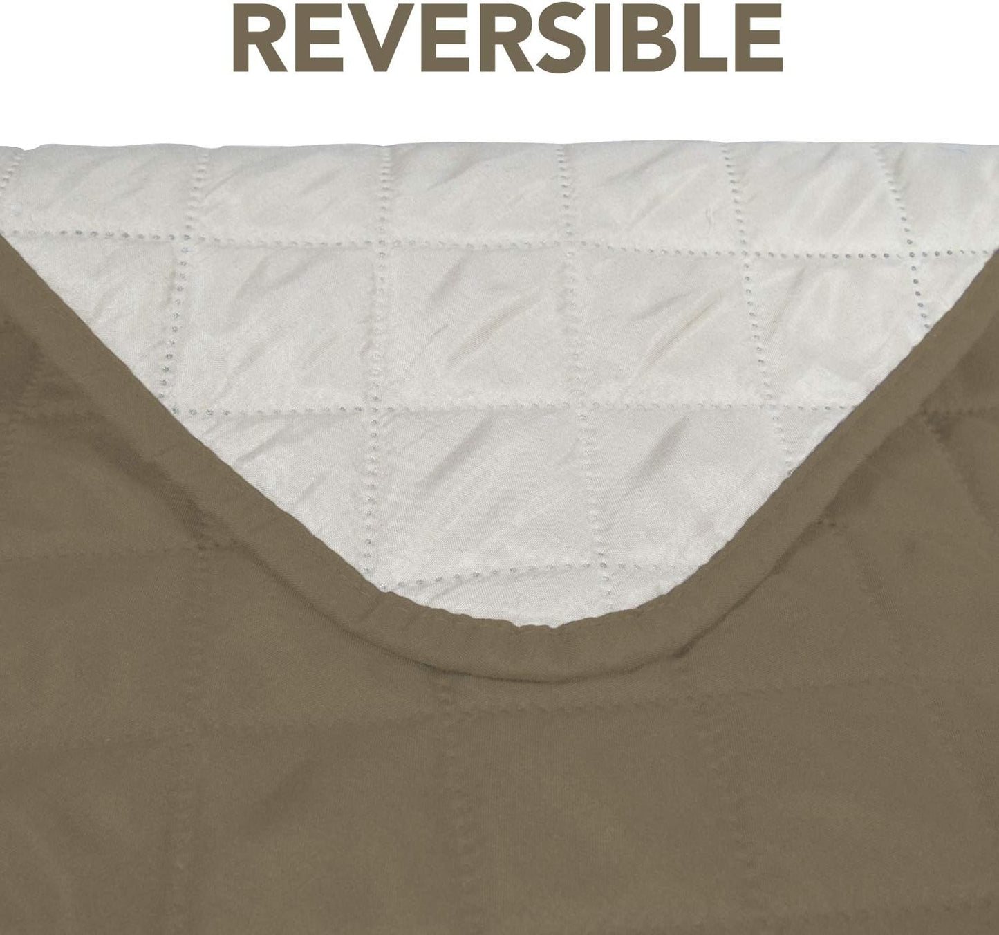 PureFit Reversible Sofa Cover Water Resistant Loveseat Couch Cover, Machine Washable Furniture Cover with Non-Slip Foam and Adjustable Strap for Dogs, Pets (Loveseat, Beige/Ivory)