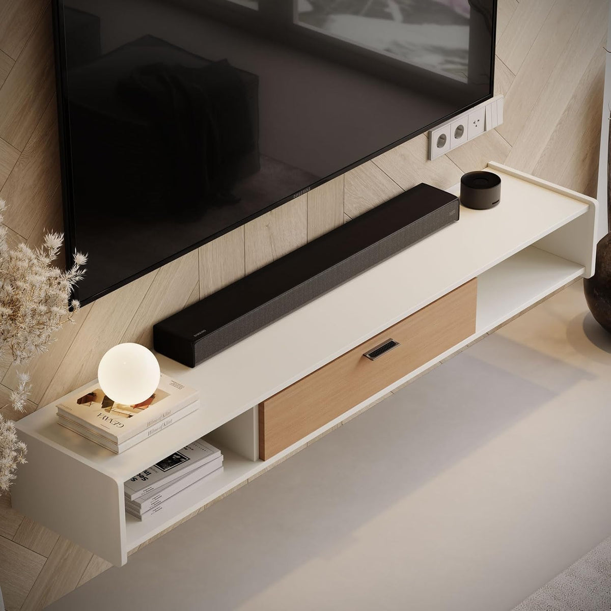 47'' Floating TV Stand,Wall Mounted TV Console,Floating TV Cabinet,Under TV Shelf for Bedroom Living Room(White)