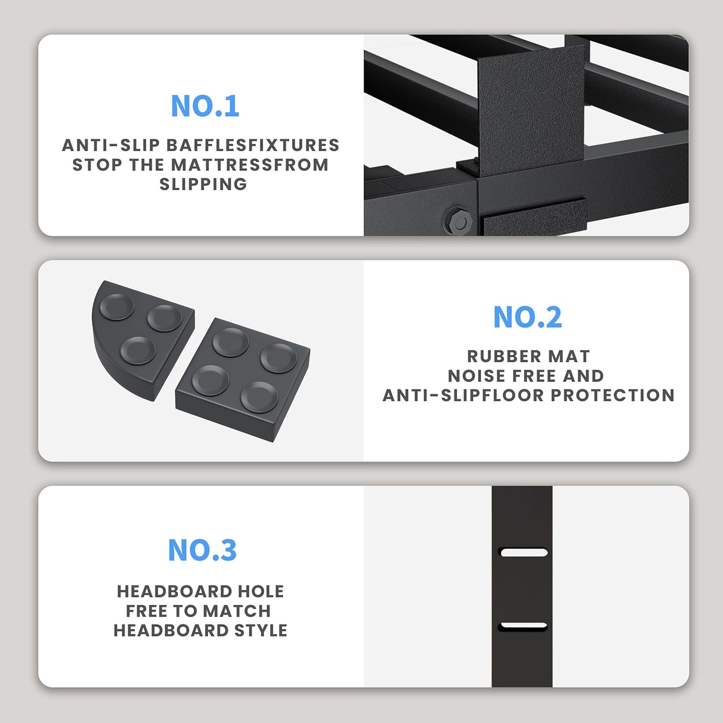 20 Inch King Size Bed Frame, 3500Lbs Heavy Duty Metal Platform with Round Corner Legs Mattress Slide Stopper, Steel Slat Support No Box Spring Needed, Noise Free, Non-Slip, Easy Assembly