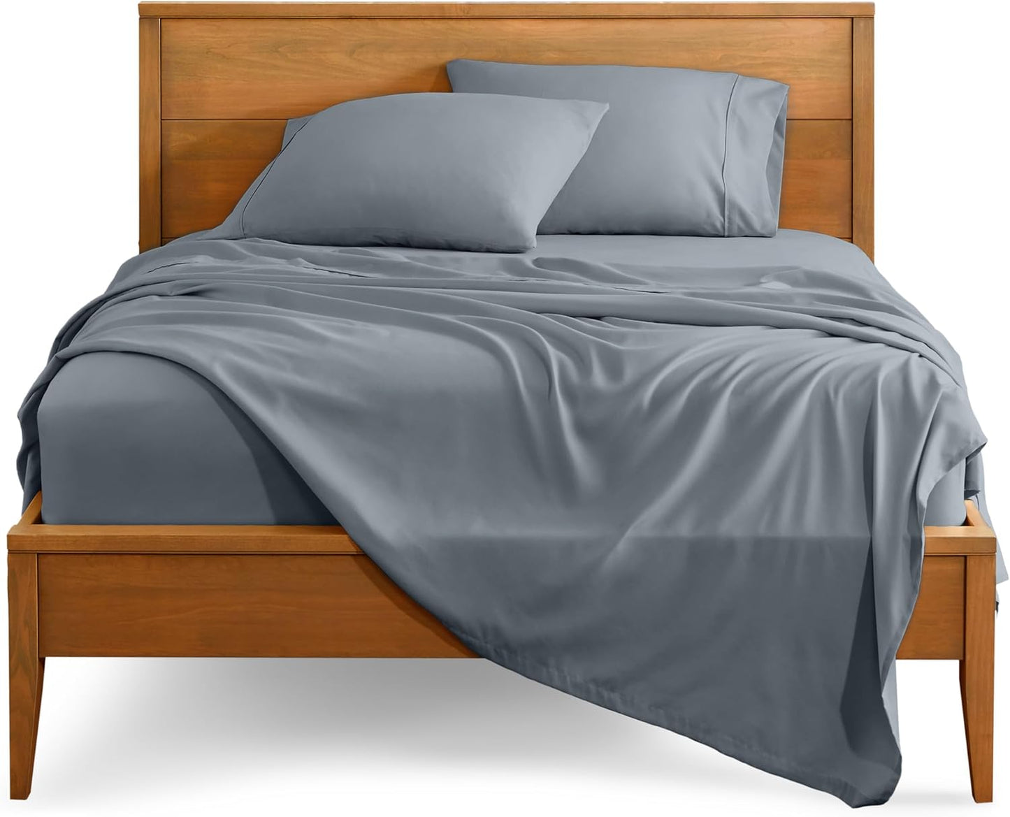 Bare Home Queen Sheet Set - 1800 Ultra-Soft Microfiber Queen Bed Sheets - Double Brushed - Deep Pockets - Easy Fit - 4 Piece Set - Bed Sheets (Queen, Steel Blue)