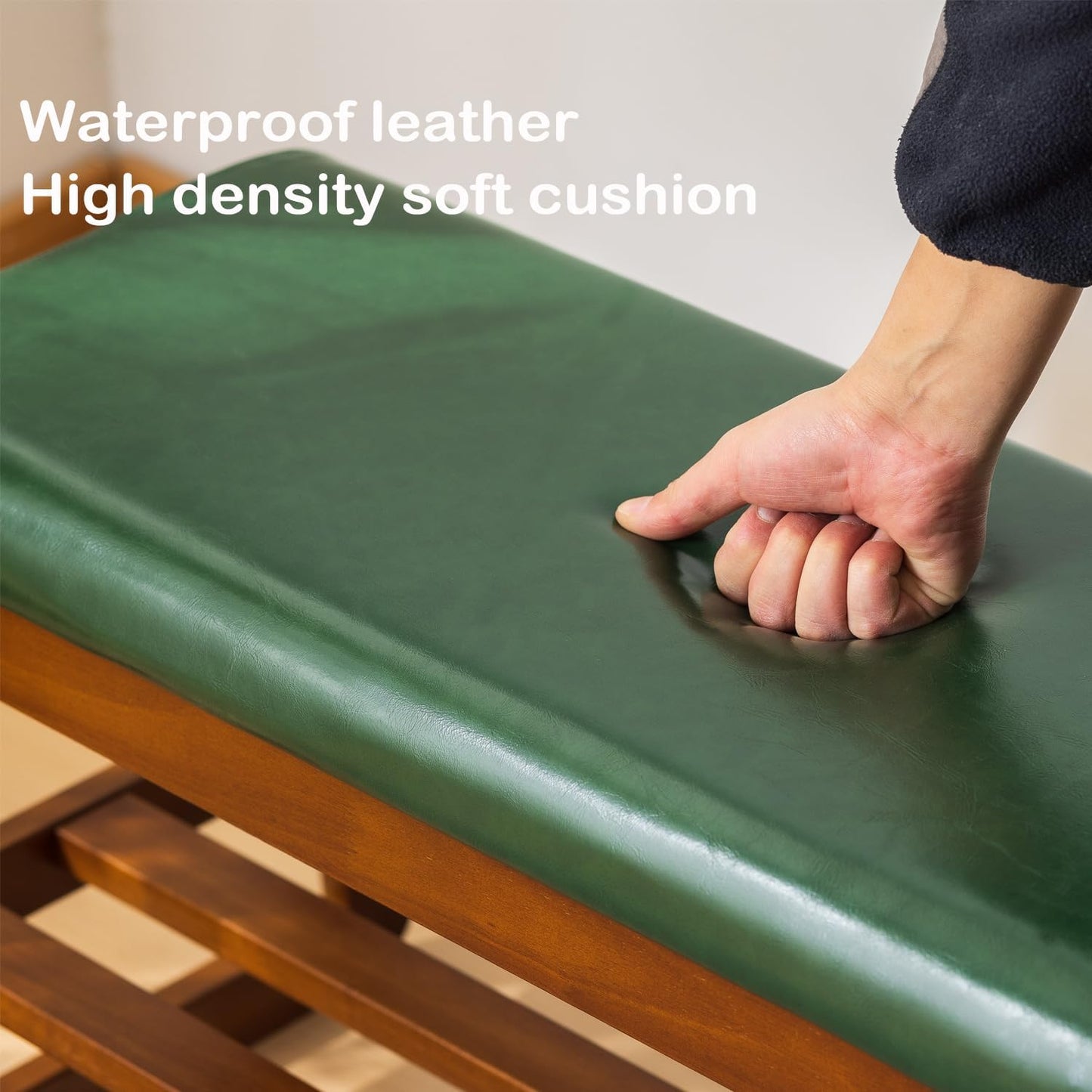 Shoe Rack Bench, Solid Wood Entryway Bench with Flip-Open Storage Box for Entry, Hallway (Green-39.4")