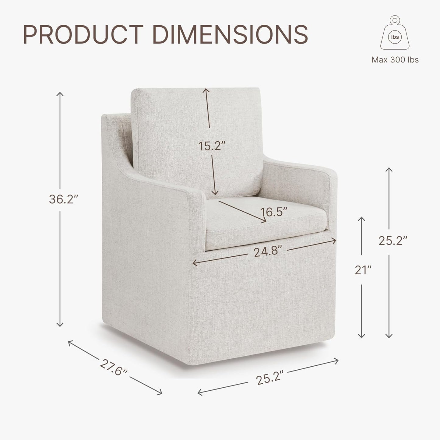 Upholstered Dining Chairs with Casters Easy Assembly Side Deskchair with Rollers for Diningroom, Living Room, Linen, 2 Box