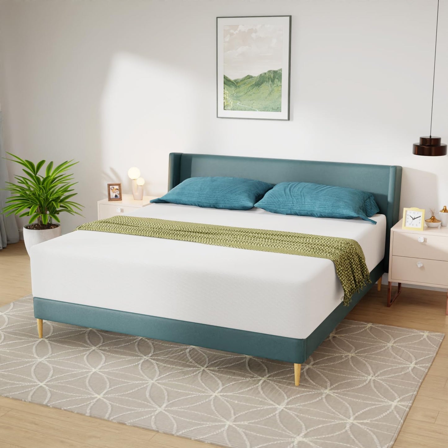 FDW | 14 Inch King Mattress | Medium Firm | Gel Memory Foam Mattress | White | Bed in a Box, CertiPUR-US Certified | Pressure Relief, Cooling Ventilated Foam | Washable Removable Cover