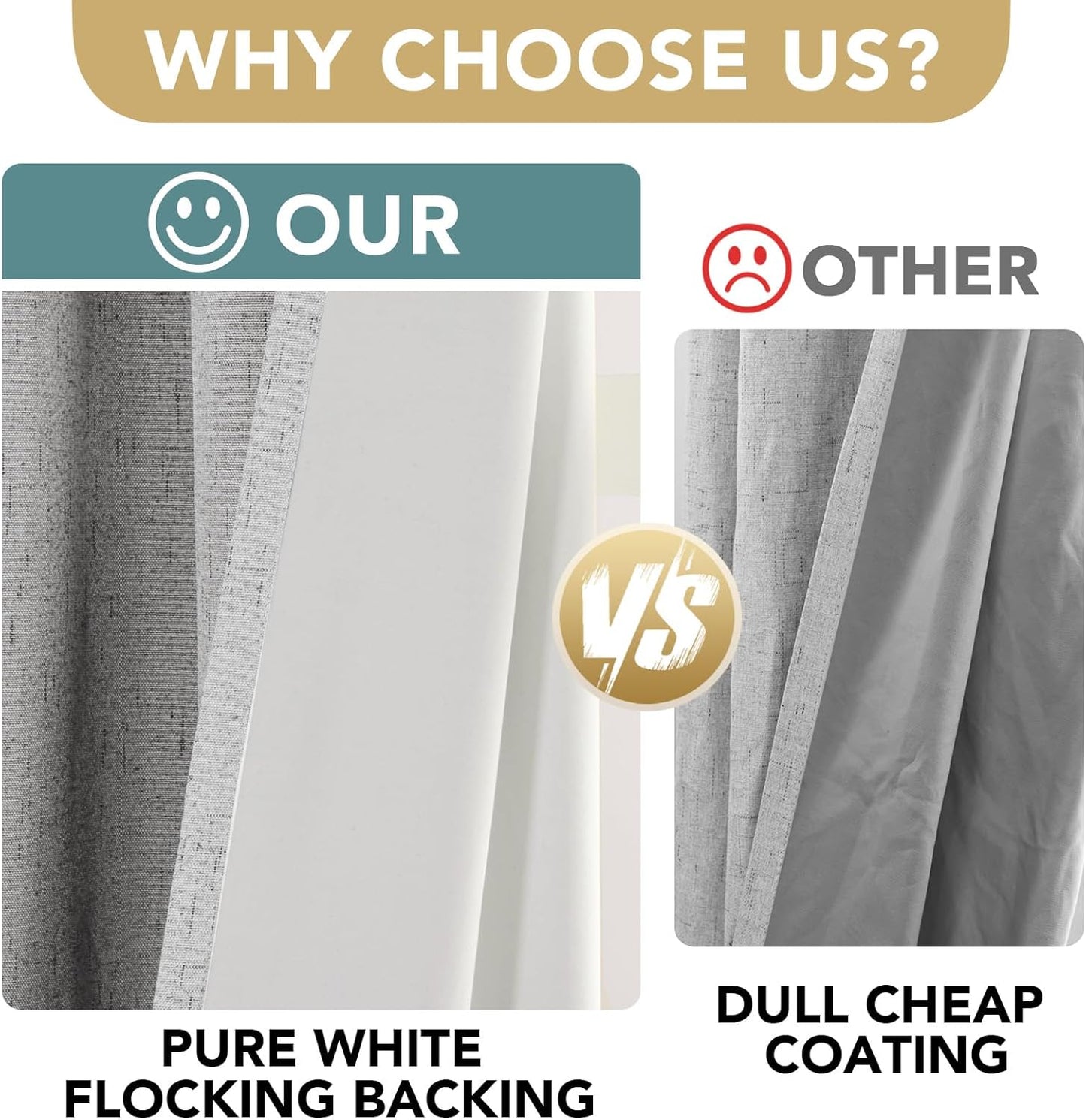 H.VERSAILTEX 100% Blackout Curtains for Bedroom Thermal Insulated Linen Textured Curtains Heat and Full Light Blocking Drapes Living Room Curtains 2 Panel Sets, Glacier Gray, 52x45 Inch