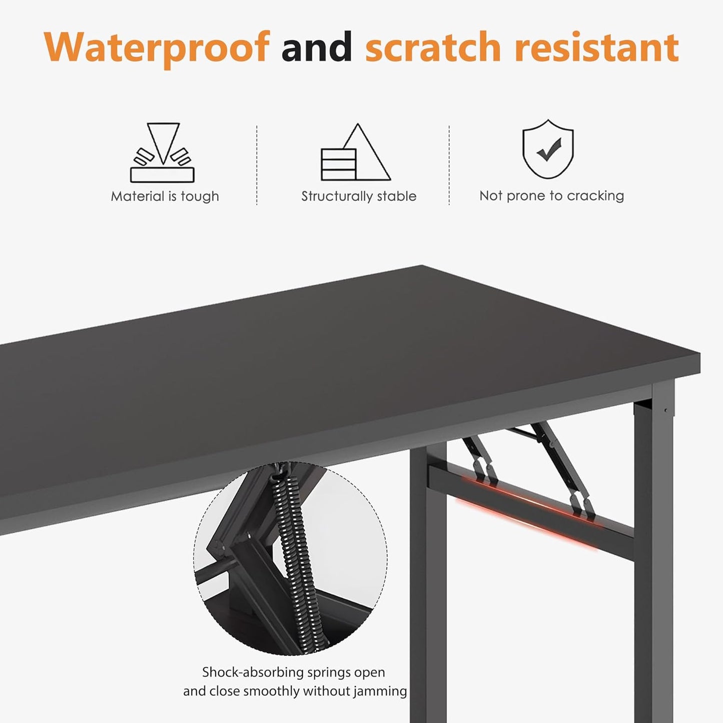 DlandHome Computer Desk 62 inches Office Desk Computer Table Study Writing Desk Workstation for Home Office Metal Frame Black and Black