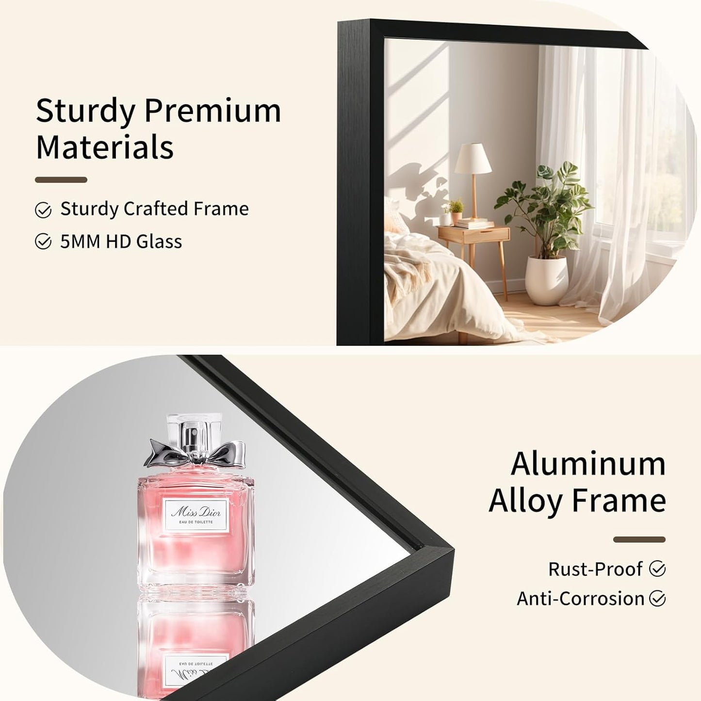Matte Black Mirror, 30x36 Inch Aluminum Framed Rectangle Mirror, Anti-Rust, Tempered Glass, Square Corner Wall Mirror for Over Sink, Vanity, Bedroom, Entryway, Horizontal/Vertical