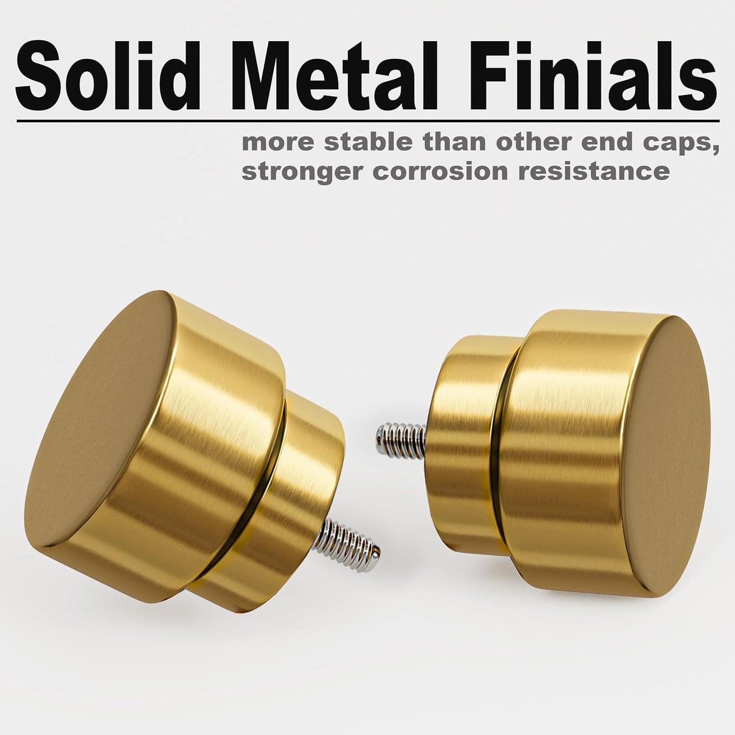 2 Pack Modern Gold Curtain Rods for Windows 66 to 120 Inches Adjustable Heavy Duty 1" Diameter Brass Window Curtain Rod with Solid Metal Finials for Outdoor Farmhouse Bedroom Kitchen Living Room