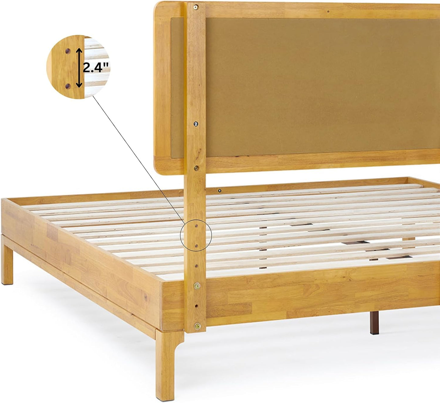 Bme Nipe 14 Inch Bohemian Bed Frame with Adjustable Woven Headboard - Rustic & Vintage Unique Style with Acacia Wood - No Box Spring Needed - Easy Assembly - Full, Natural