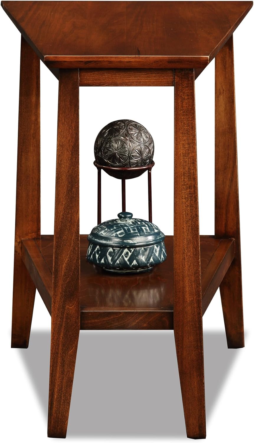Delton 24 in. Solid Wood Recliner Wedge Side End Side Table with Shelf, Sienna Brown – Leick Home, 10402