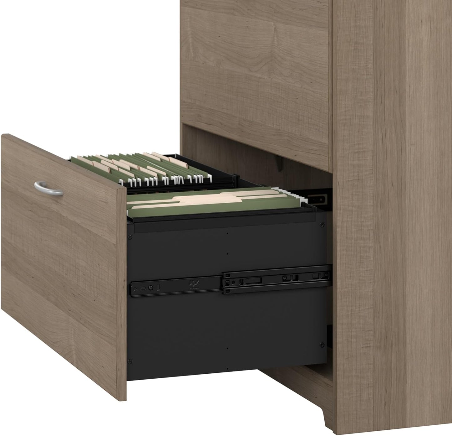 Bush Furniture Cabot 2 Drawer Lateral File Cabinet in Ash Gray, Home Office Chest for Letter, Legal, and A4-size Document Storage