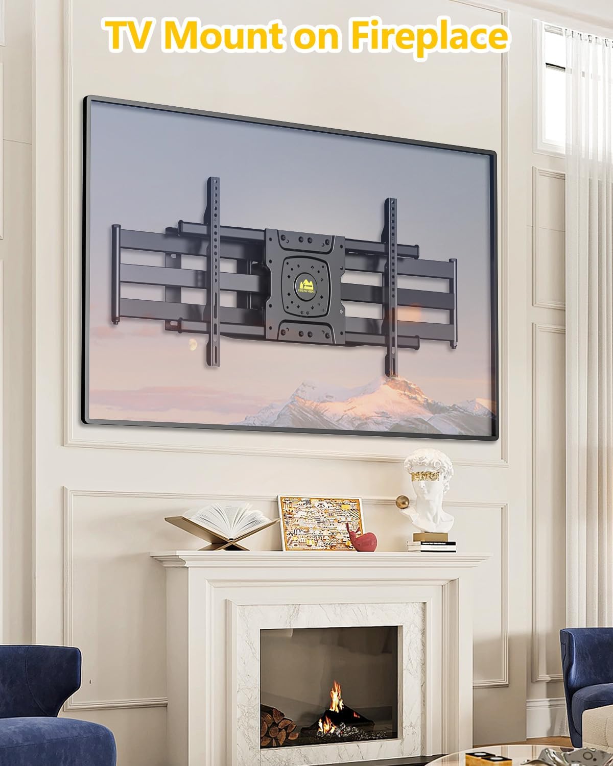 FORGING MOUNT Long Arm TV Wall Mount with 36" Extension Dual Articulating Full Motion TV Mount Bracket for 50"-90" Flat Curved TVs, Easy Install on 16" 24" Studs Max VESA 600x400mm up to 198lbs