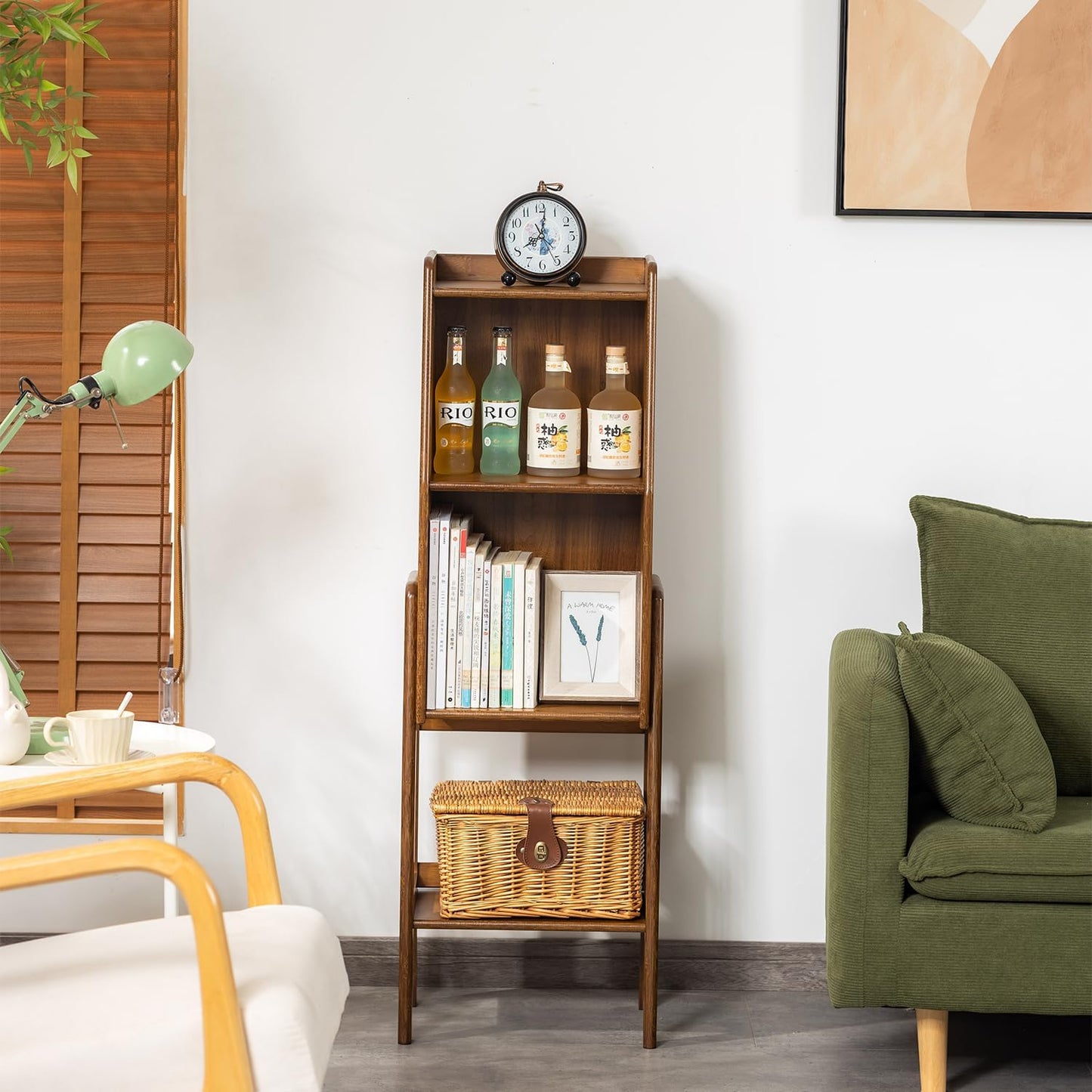 3 Tier Bamboo Bookcase, Classical Modern Bookshelf, Dispaly Shelves, Bamboo Wood Organizer Book Shelf for Living Room Home Office-Walnut, Medium