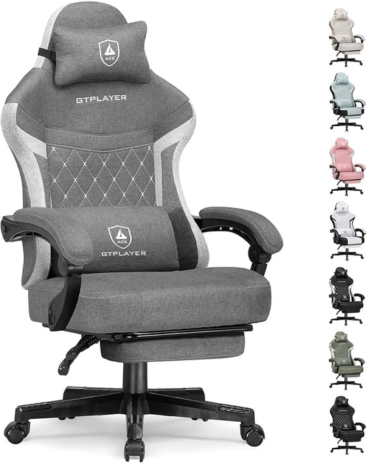GTPLAYER Gaming Chair, Fabric Computer Office Chair with Pocket Spring Cushion, Ergonomic Office and Gaming, Video Gaming Chair with Linkage Armrests, High Back Desk Chair with Adjustable Recliner