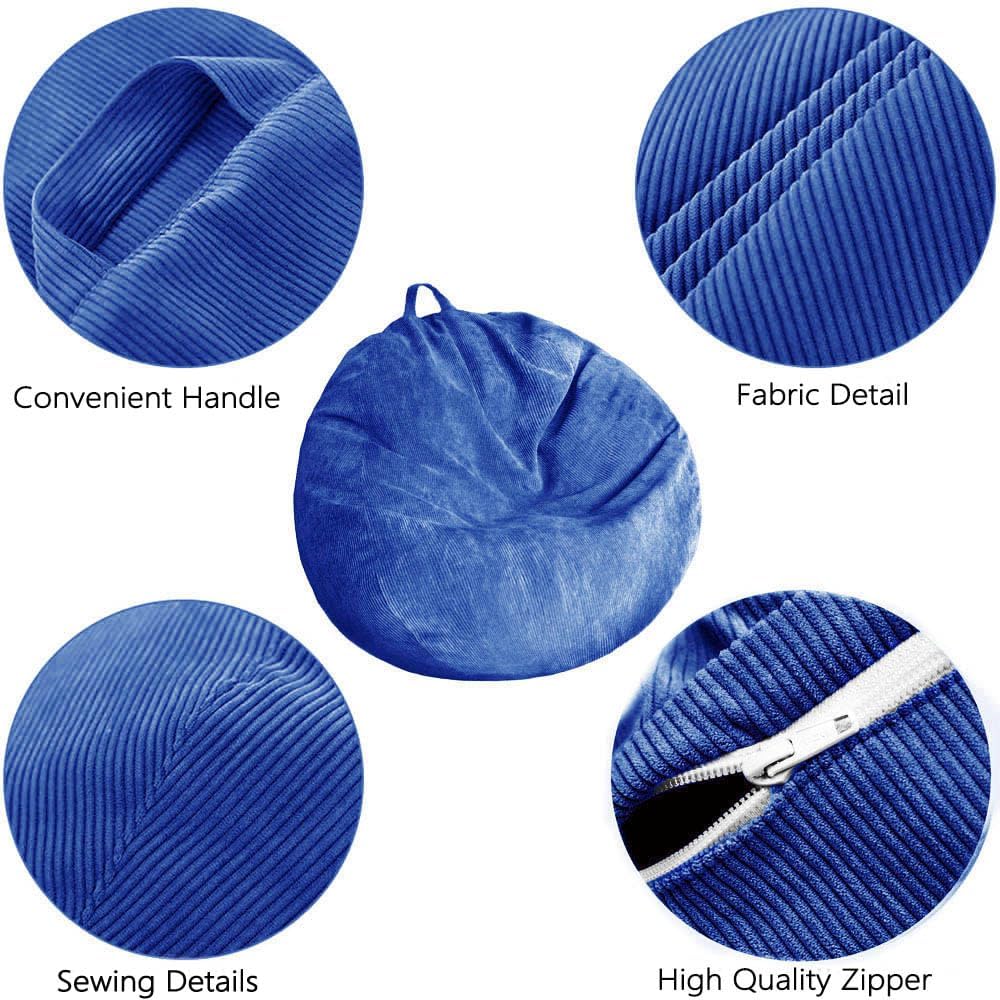 Kisoy Bean Bag Chair Cover (No Filler) Stuffed Animal Storage Bean Bag Cover Pets Dogs/Cats Lazy Beds. Washable Ultra Soft Corduroy Stuffed for Organizing Plush Toys or Textile, Sack Bean Bag