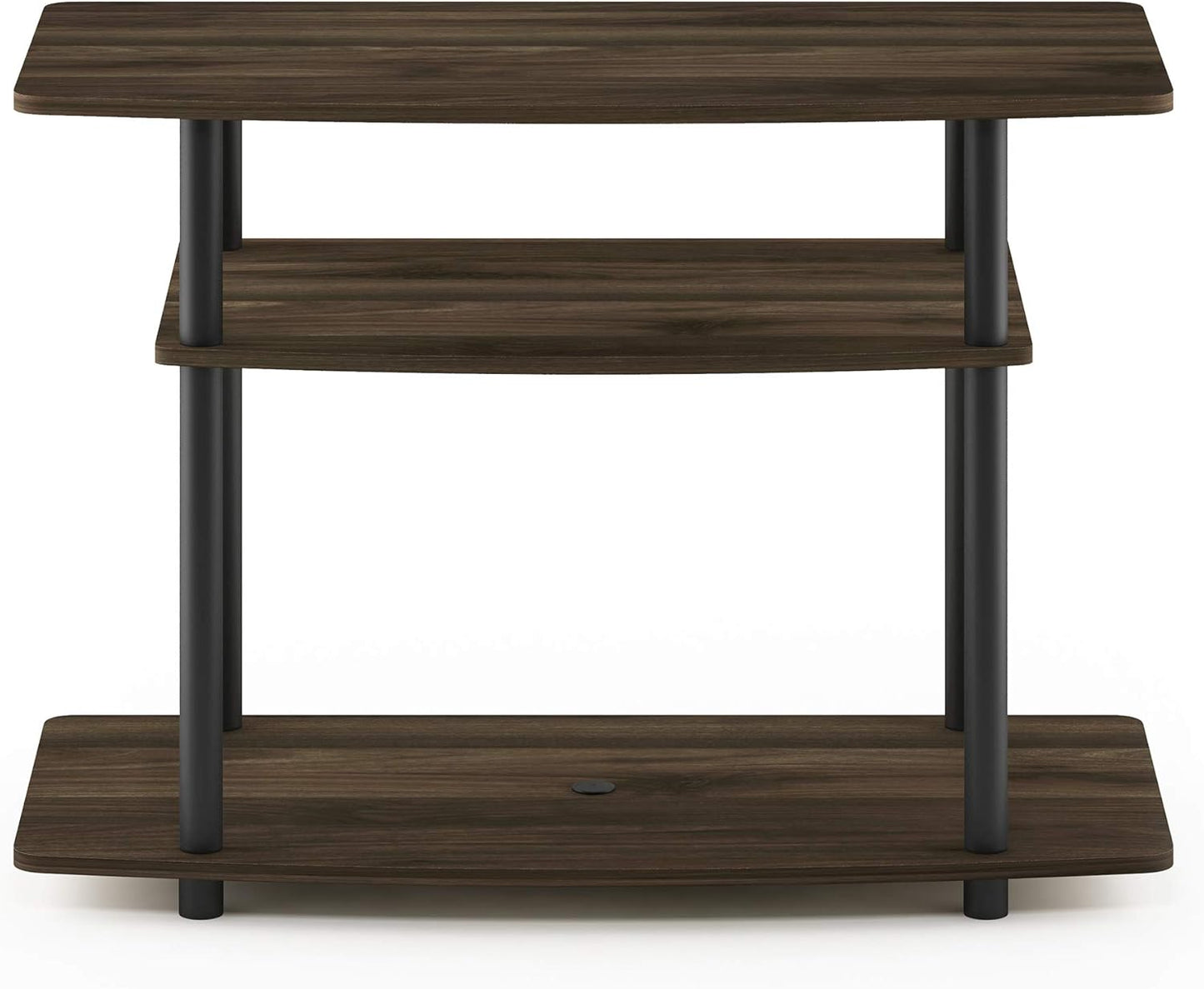 Furinno Turn-N-Tube No Tools 3-Tier Entertainment Center TV Stand for TV up to 32 Inch, Plastic Round Tubes, Columbia Walnut/Black