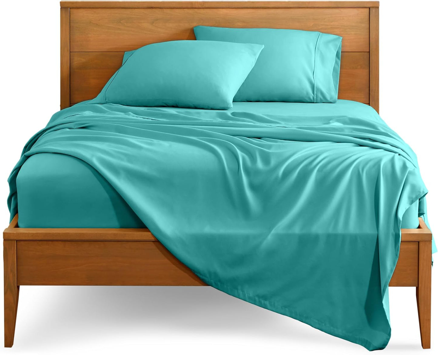 Bare Home Split King Sheet Set - 1800 Ultra-Soft Microfiber Bed Sheets - Double Brushed - Deep Pockets - Easy Fit - 5 Piece Set - Bed Sheets & Pillowcases (Split King, Turquoise)