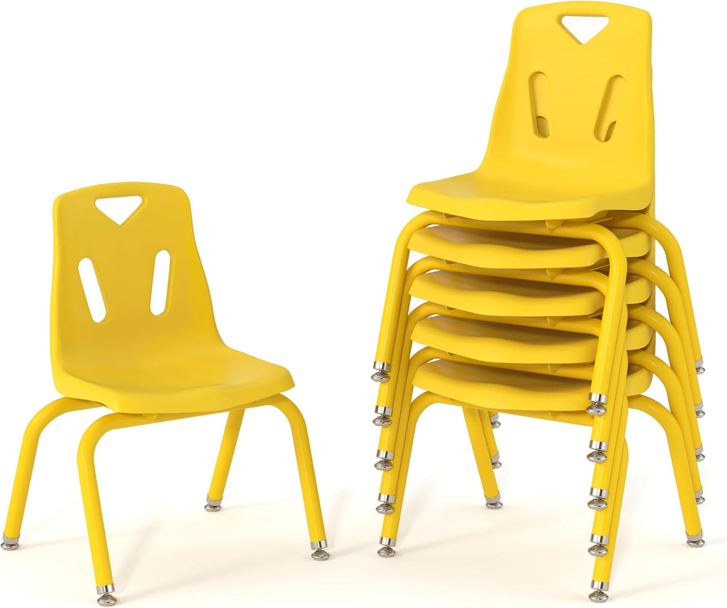 Berries Jonti-Craft 8122JC6007 Stacking Chairs with Powder-Coated Legs, 12" Height, Yellow, Pack of 6