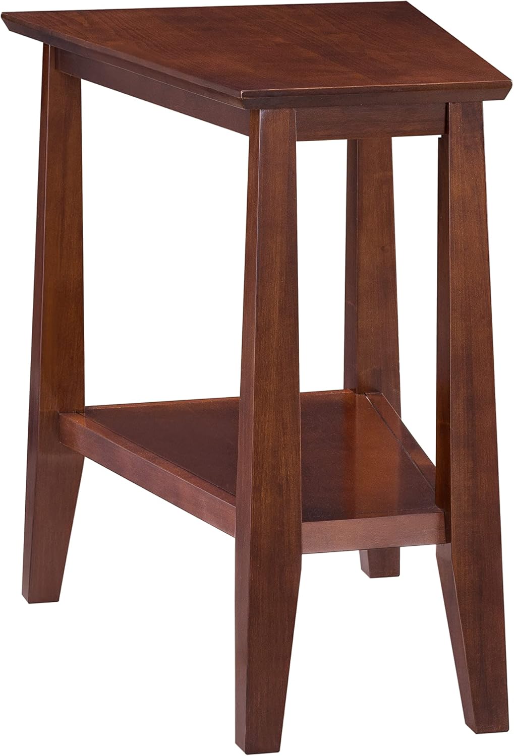 Delton 24 in. Solid Wood Recliner Wedge Side End Side Table with Shelf, Sienna Brown – Leick Home, 10402