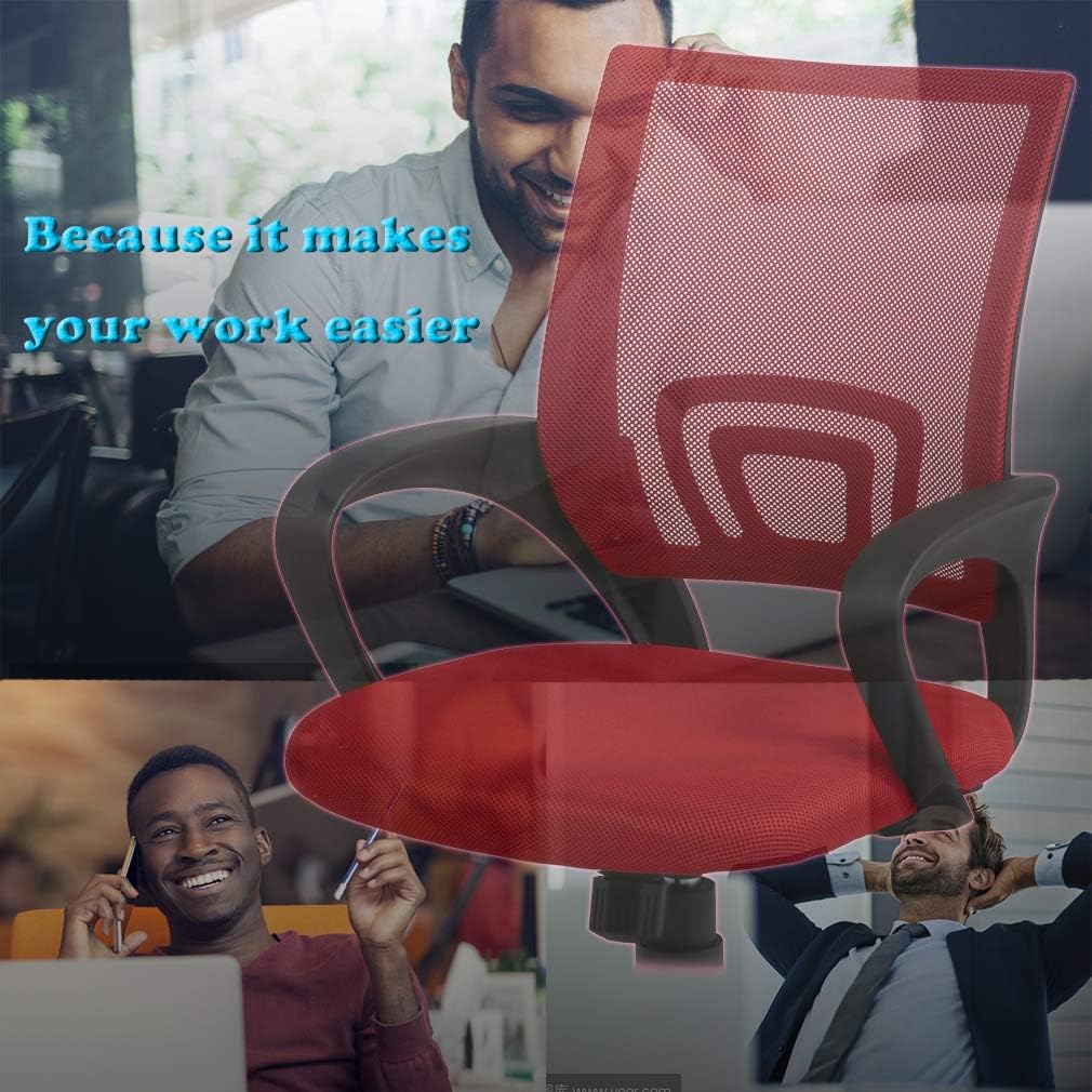 BestOffice Office Chair Ergonomic Cheap Desk Chair Mesh Computer Chair Lumbar Support Modern Executive Adjustable Stool Rolling Swivel Chair for Back Pain (Red)