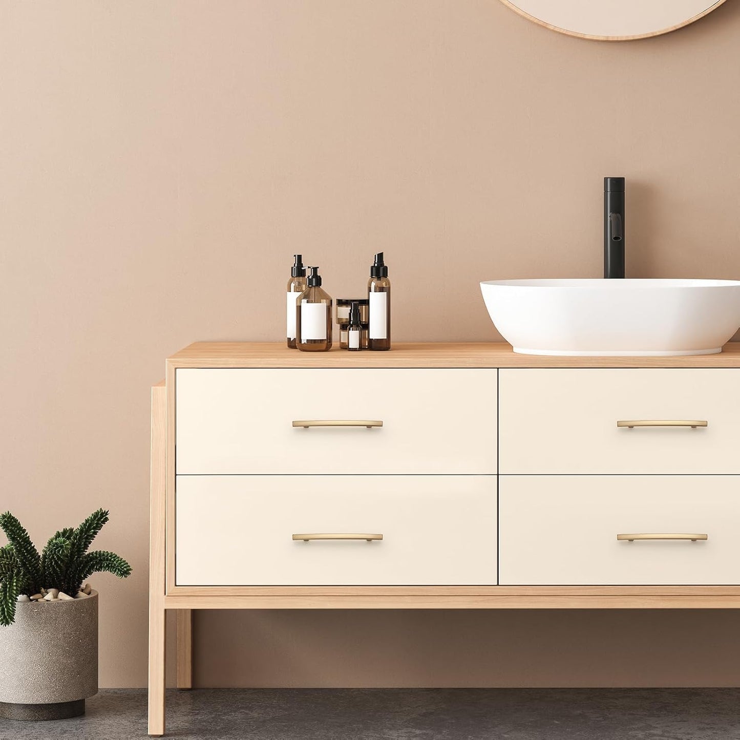 30 Pack Cabinet Handles 5" Hole Center - Curved Cabinet Pulls Champagne Bronze Drawer Pulls for Kitchen Cupboard Solid Handles for Dresser Drawer Arch Closet Hardware