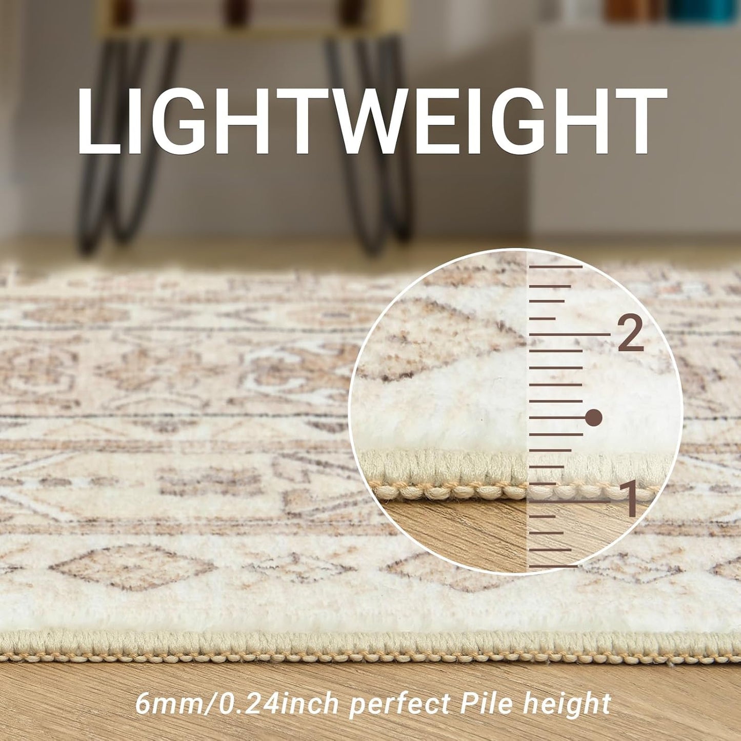 zesthome 8x10 Area Rugs for Living Room,Non-Slip Backing Washable Rugs,Vintage Large Area Rug，Stain Resistant Home Decor Rug