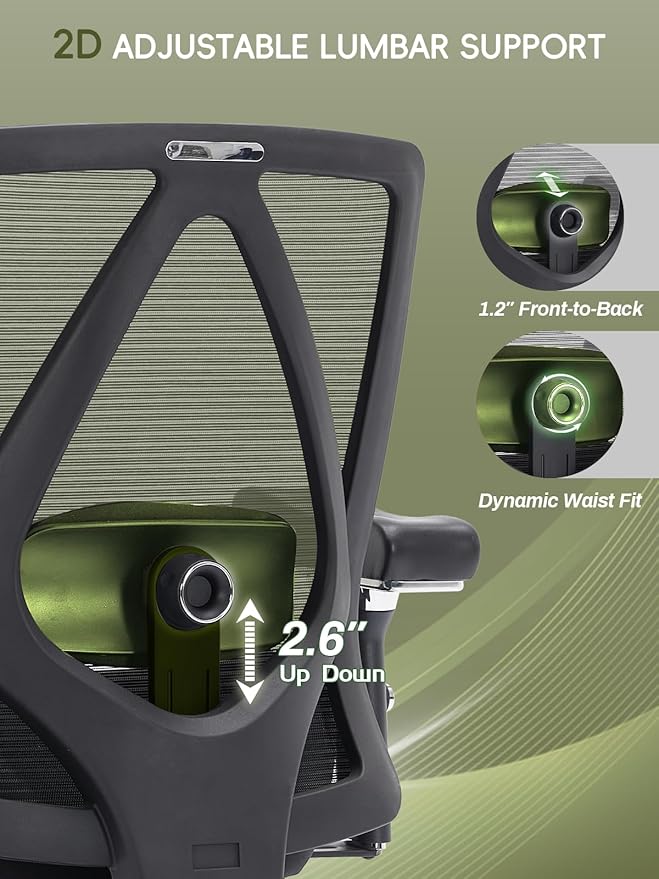 Office Chair 500lbs, Ergonomic Desk Chair with W-Shaped Thick Seat Cushion & 4D Armrest, Executive Mesh Desk Chair with Adjustable Lumbar Support, Swivel Task Chairs for Home Office Gaming, Black