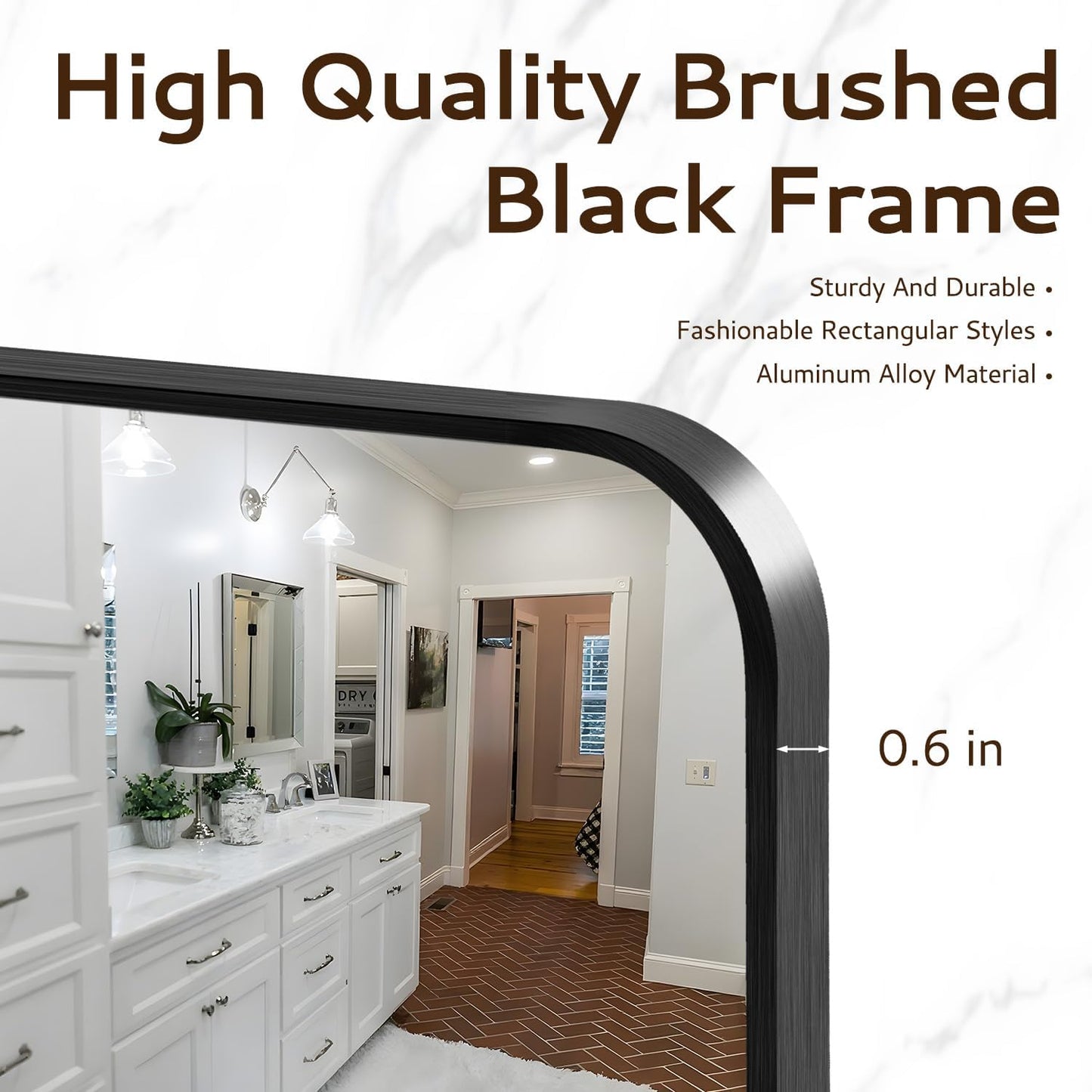 20x28 Rounded Rectangle Bathroom Mirrors for Over Sink, Black Vanity Mirror with Metal Frame Wall Mounted, Modern Farmhouse Mirror for Restroom, Bedroom, Entryway Decor