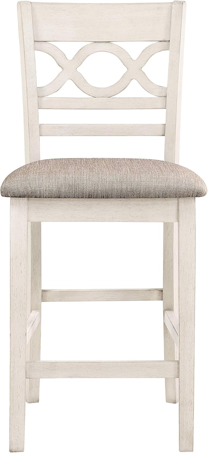 New Classic Furniture Cori 5-Piece Round Counter Dining Set with 1 Dining Table and 4 Chairs, 42-Inch, Beige and Brown