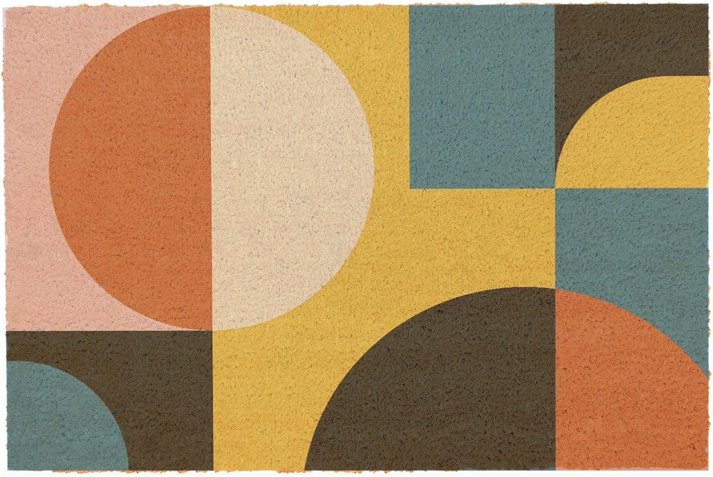 Funny Coir Doormat Simple Modern Abstract Geometric Front Door Mat Entryway Outdoor Mat with Heavy Duty Front Porch Welcome Mats Entry Natural Coconut Brown Mat Novelty Gift Doormat 23.7 x 15.7 inch