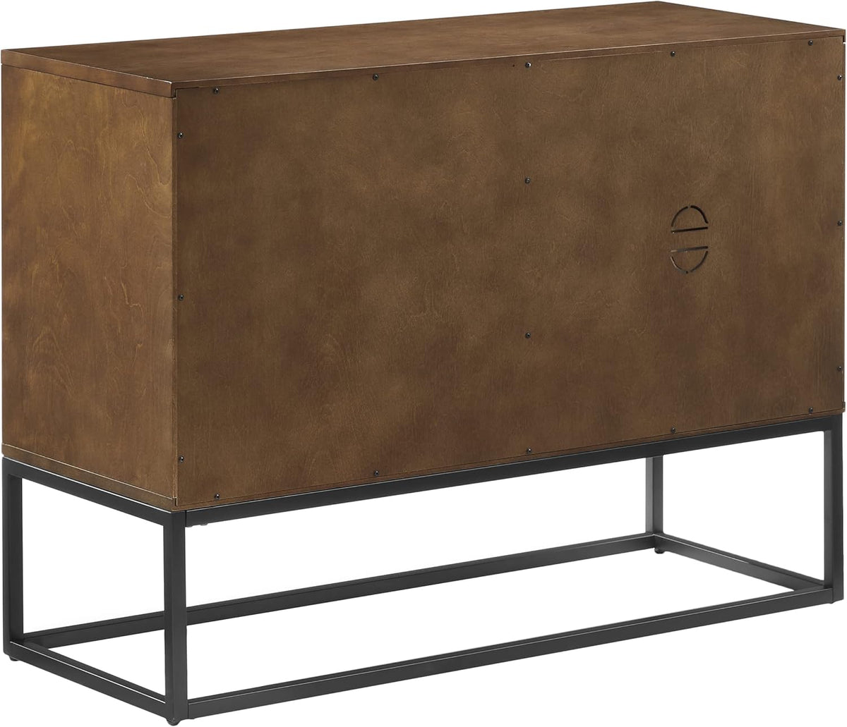 Crosley Furniture Byron Media Console and Record Player Stand with Storage for Vinyl Records, Brown/Black