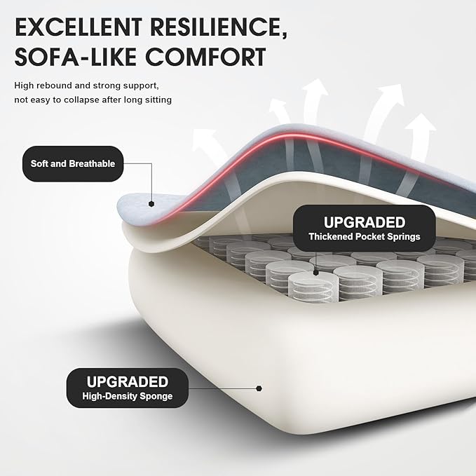 Gaming Chair, Fabric Computer Office Chair with Massage, Ergonomic Chair with Footrest Lumbar Support, Pocket Spring Widened Cushion Metal Legs 350LBS Blue