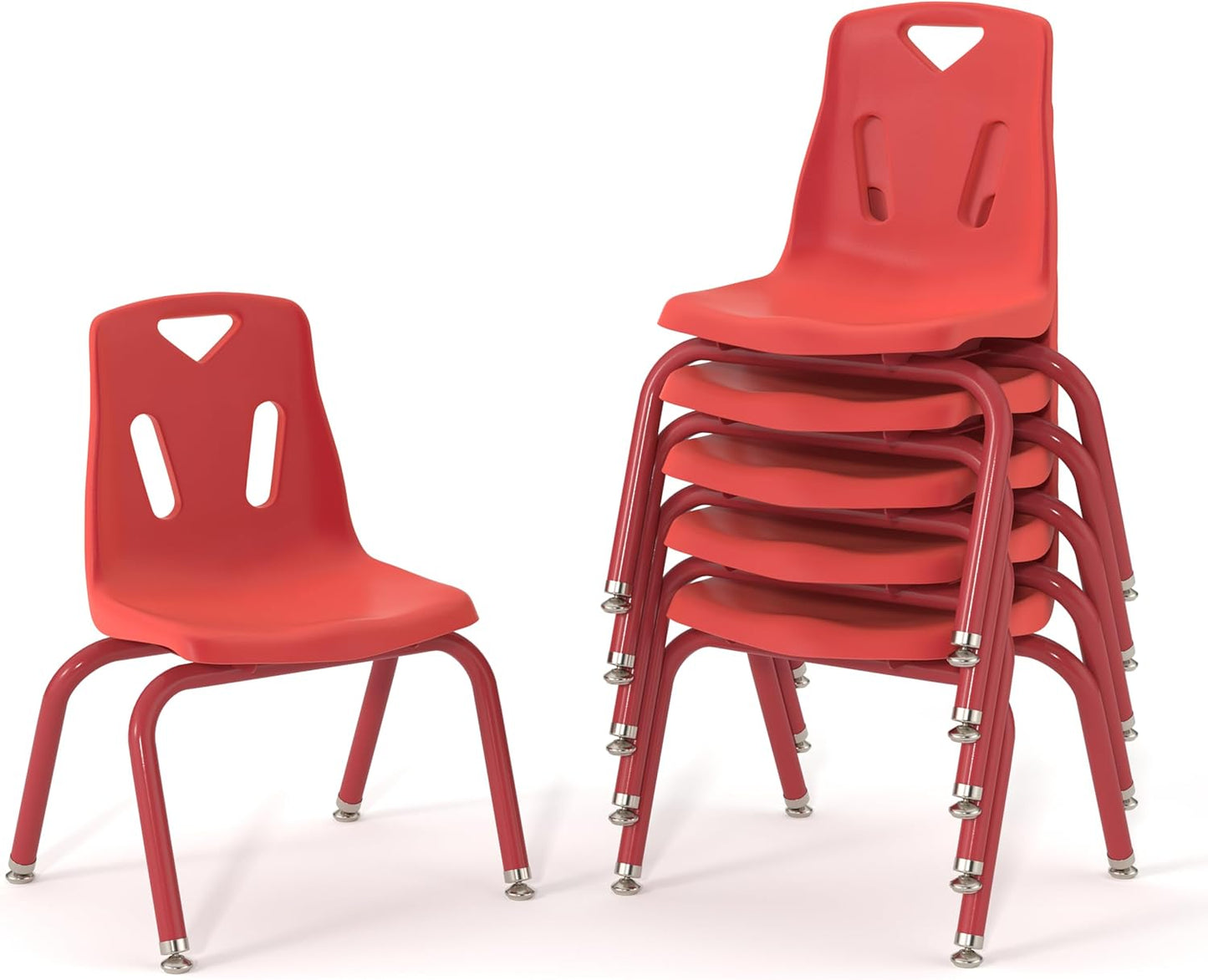 Berries Jonti-Craft 8126JC6008 Stacking Chairs with Powder-Coated Legs, 16" Height, Red, Pack of 6
