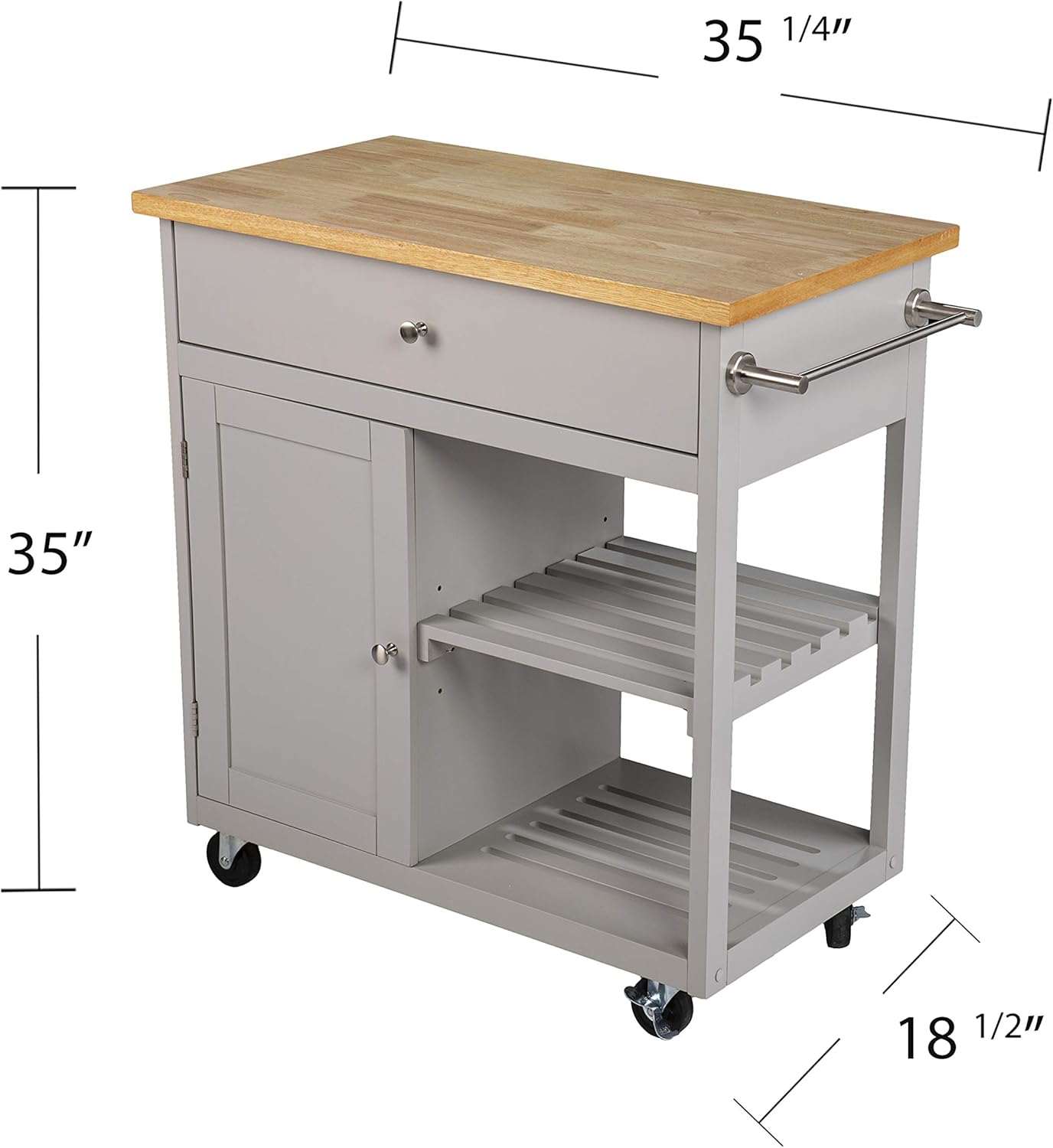 SEI Furniture Rolling w/Storage Kitchen Island, Grey/Natural (AMZ4375211AK)