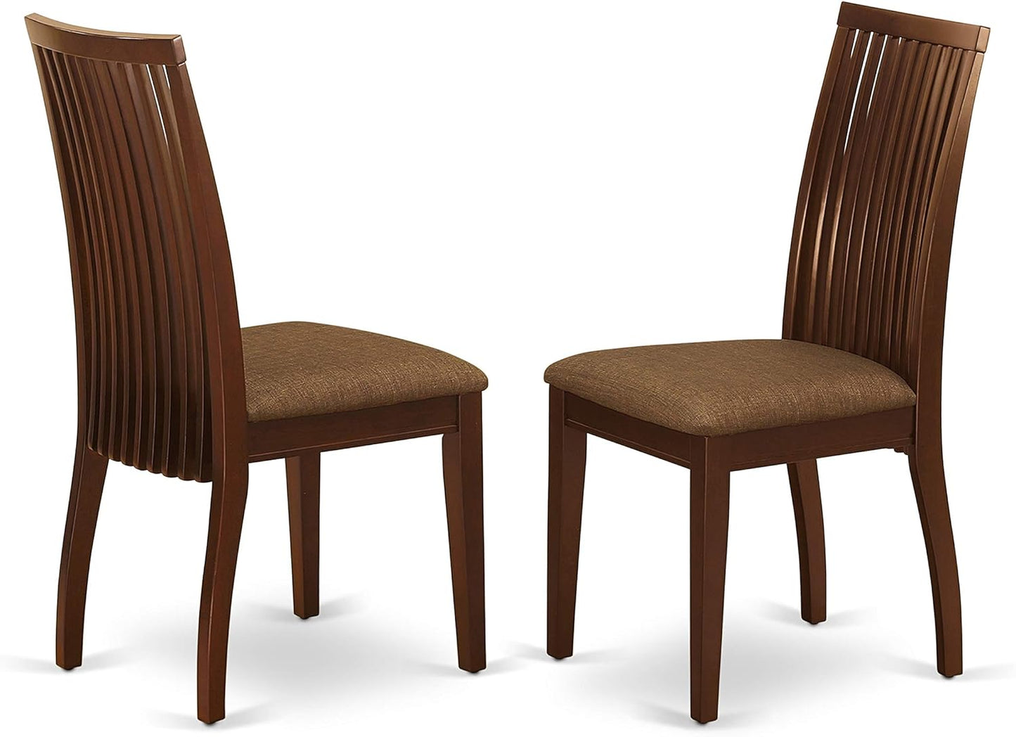 East West Furniture HBIP3-MAH-C 3 Piece Dining Room Furniture Set Contains a Round Kitchen Table with Pedestal and 2 Linen Fabric Upholstered Dining Chairs, 42x42 Inch, Mahogany