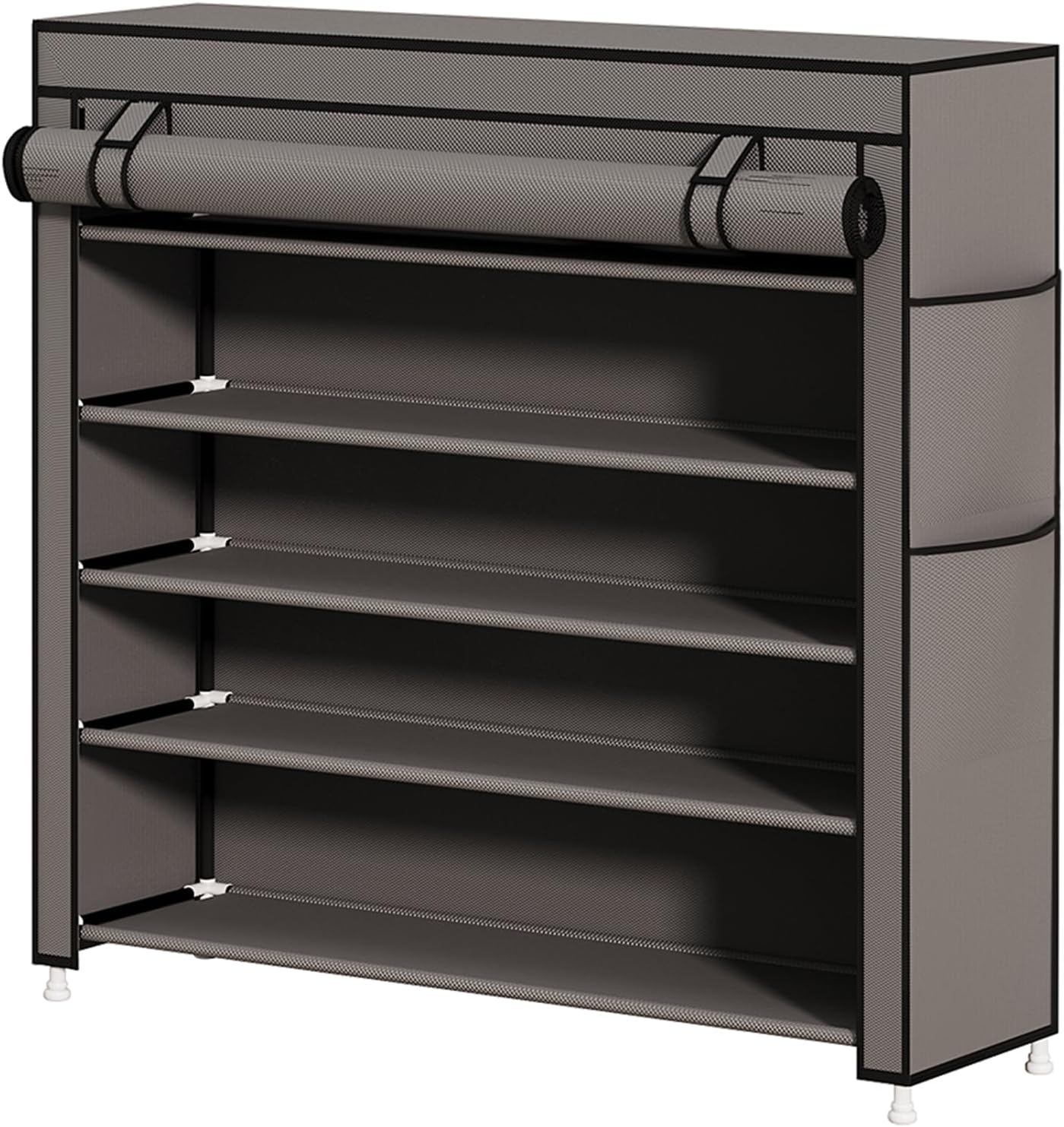 Calmootey 5 Tier Shoe Rack Organizer to Hold 25 Pairs, Portable Shoe Shelf with Nonwoven Fabric Cover for Closet Hallway, Bedroom, Entryway, Grey