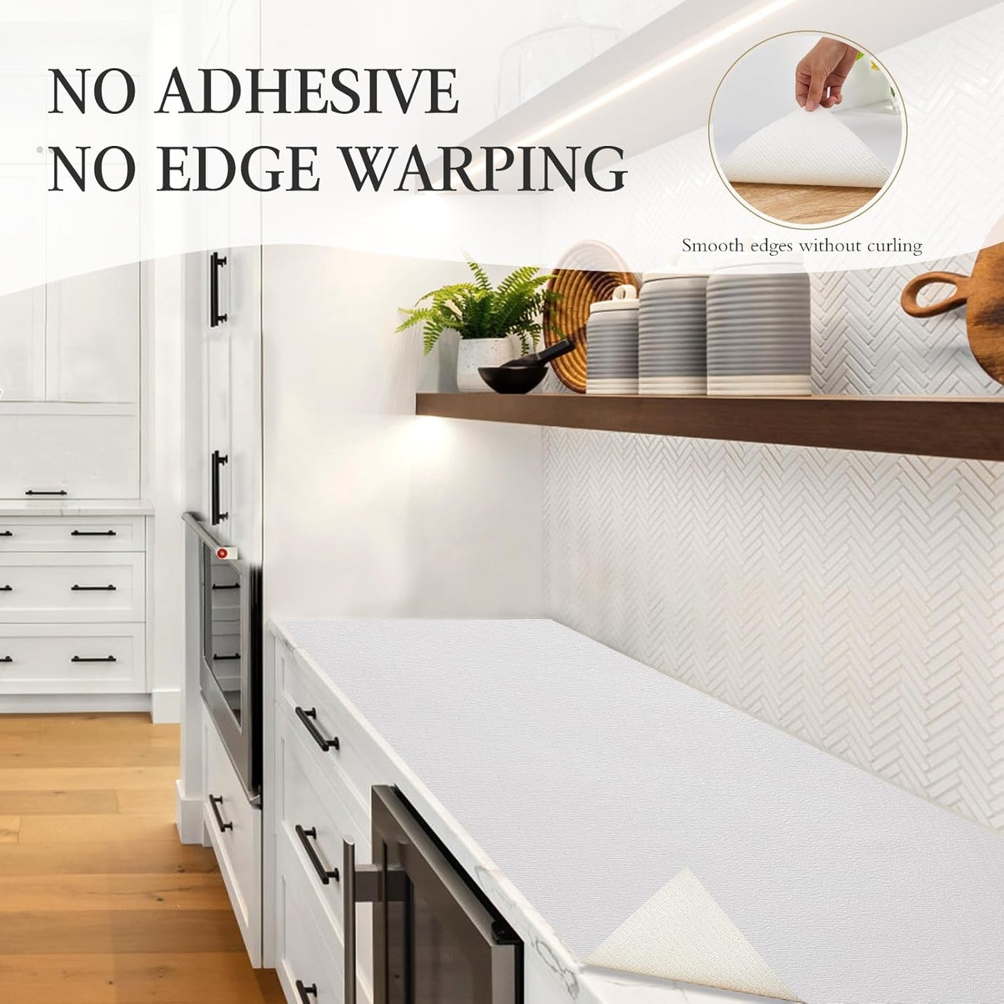 Beautysaid Shelf and Drawer Liner for Kitchen Cabinet, Non Adhesive Non Slip Shelf Paper Waterproof Washable Thickened for Dresser Pantry Shelve Bathroom Protector Liner(White,12 in x 20FT)